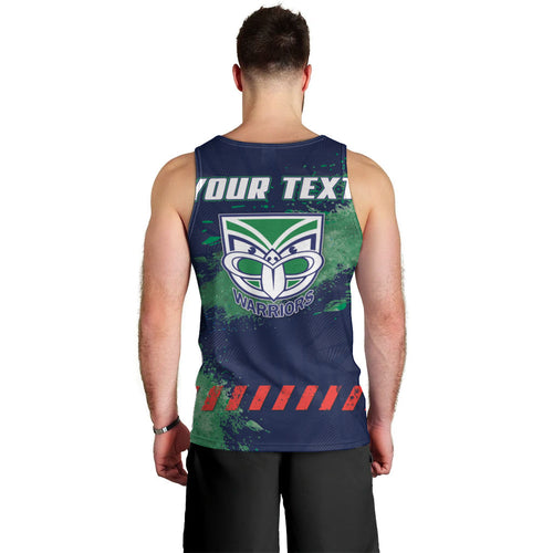 Personalised New Zealand Warriors Rugby Men Tank Top Maori The Wahs Mascot - Sporty Splash Art Style