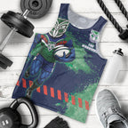 Personalised New Zealand Warriors Rugby Men Tank Top Maori The Wahs Mascot - Sporty Splash Art Style