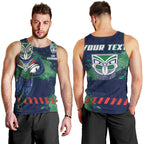 Personalised New Zealand Warriors Rugby Men Tank Top Maori The Wahs Mascot - Sporty Splash Art Style