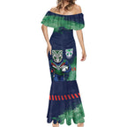 Personalised New Zealand Warriors Rugby Mermaid Dress Maori The Wahs Mascot - Sporty Splash Art Style