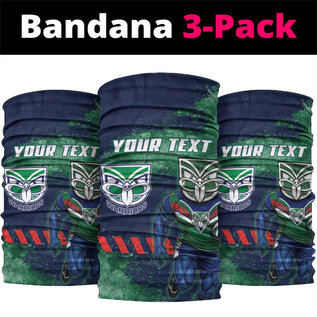 Personalised New Zealand Warriors Rugby Neck Gaiter Maori The Wahs Mascot - Sporty Splash Art Style