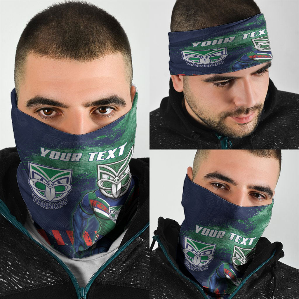 Personalised New Zealand Warriors Rugby Neck Gaiter Maori The Wahs Mascot - Sporty Splash Art Style
