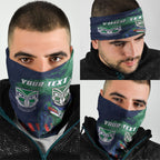 Personalised New Zealand Warriors Rugby Neck Gaiter Maori The Wahs Mascot - Sporty Splash Art Style