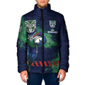 Personalised New Zealand Warriors Rugby Padded Jacket Maori The Wahs Mascot - Sporty Splash Art Style