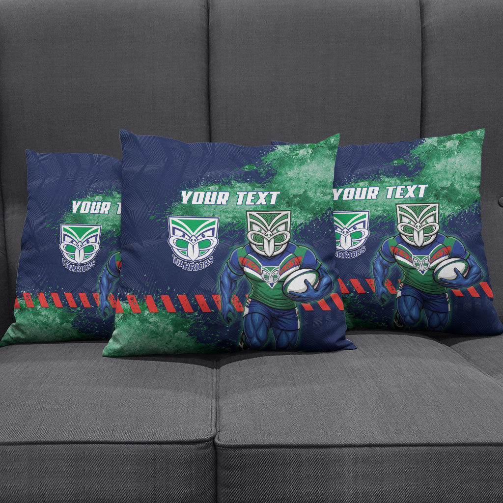 Personalised New Zealand Warriors Rugby Pillow Cover Maori The Wahs Mascot - Sporty Splash Art Style