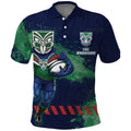 Personalised New Zealand Warriors Rugby Polo Shirt Maori The Wahs Mascot - Sporty Splash Art Style