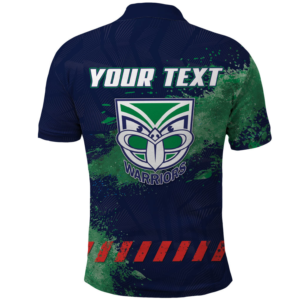 Personalised New Zealand Warriors Rugby Polo Shirt Maori The Wahs Mascot - Sporty Splash Art Style