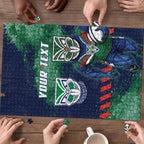 Personalised New Zealand Warriors Rugby Puzzle Maori The Wahs Mascot - Sporty Splash Art Style
