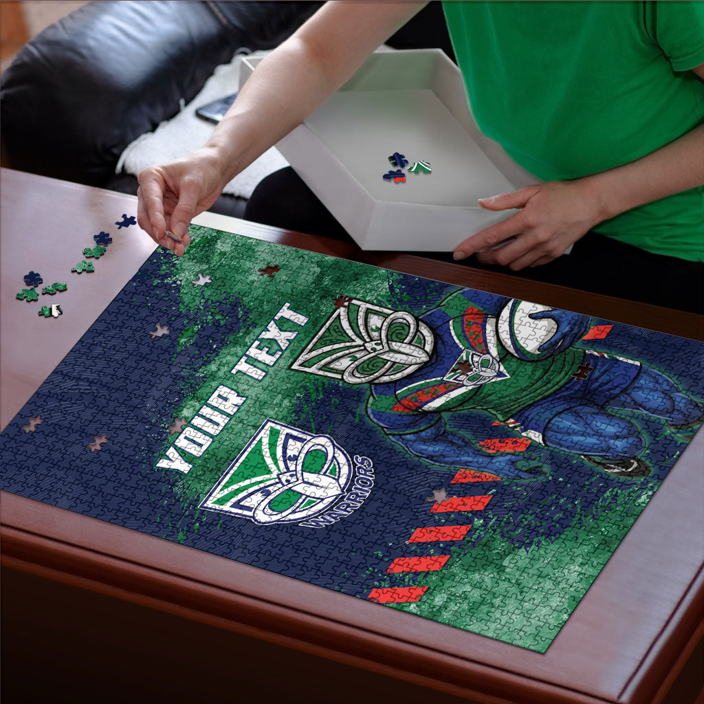 Personalised New Zealand Warriors Rugby Puzzle Maori The Wahs Mascot - Sporty Splash Art Style