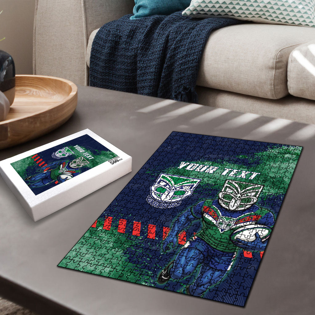 Personalised New Zealand Warriors Rugby Puzzle Maori The Wahs Mascot - Sporty Splash Art Style