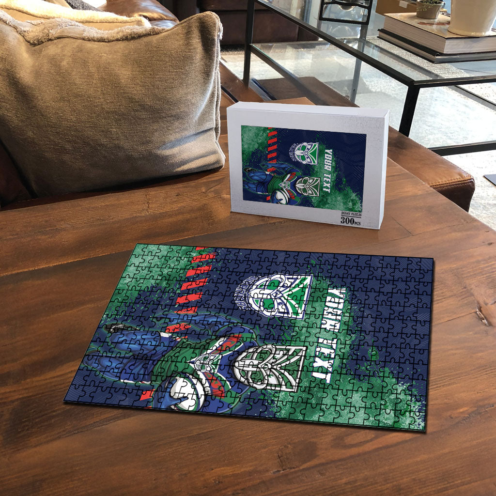 Personalised New Zealand Warriors Rugby Puzzle Maori The Wahs Mascot - Sporty Splash Art Style