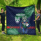 Personalised New Zealand Warriors Rugby Quilt Maori The Wahs Mascot - Sporty Splash Art Style