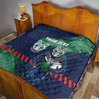 Personalised New Zealand Warriors Rugby Quilt Maori The Wahs Mascot - Sporty Splash Art Style