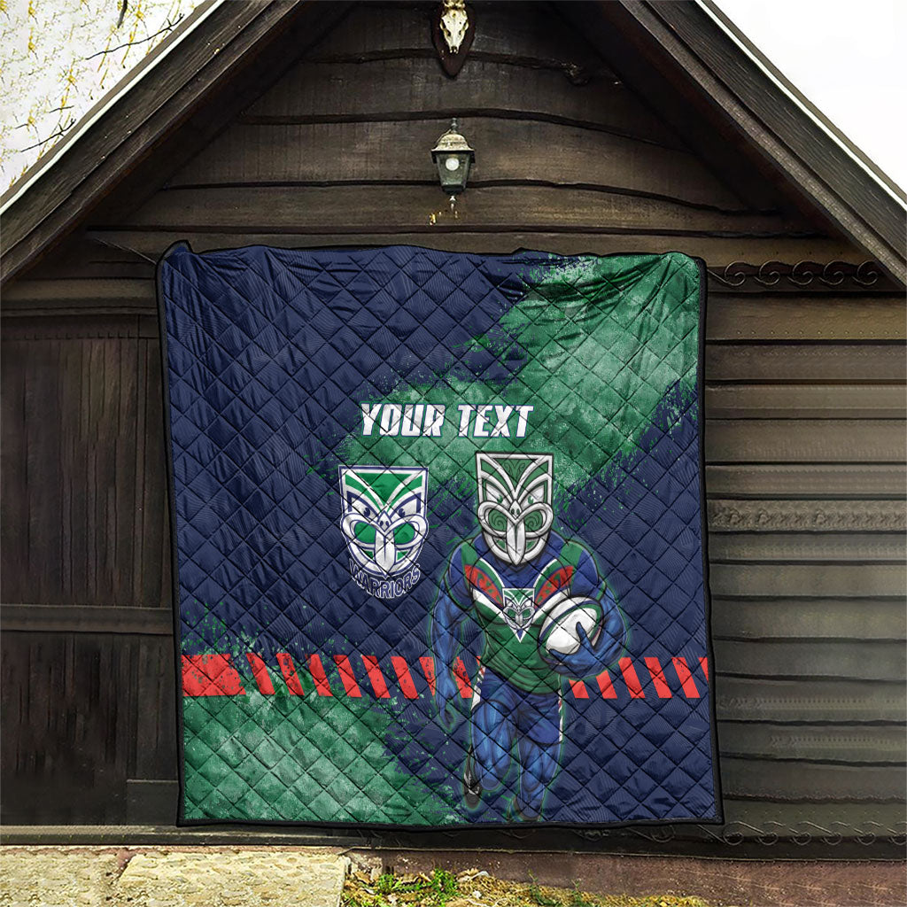 Personalised New Zealand Warriors Rugby Quilt Maori The Wahs Mascot - Sporty Splash Art Style