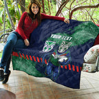 Personalised New Zealand Warriors Rugby Quilt Maori The Wahs Mascot - Sporty Splash Art Style