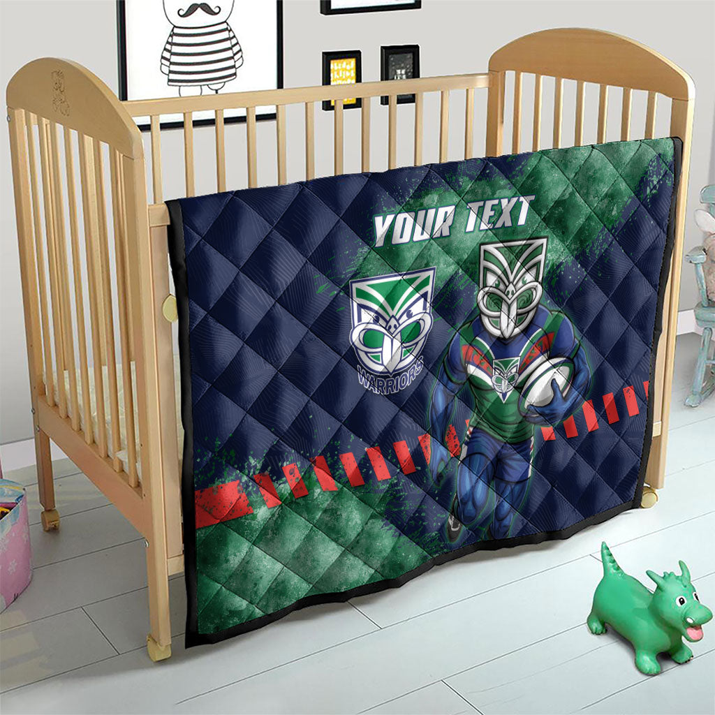 Personalised New Zealand Warriors Rugby Quilt Maori The Wahs Mascot - Sporty Splash Art Style