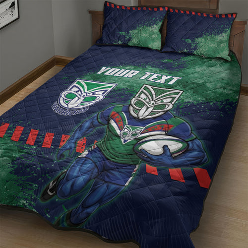 Personalised New Zealand Warriors Rugby Quilt Bed Set Maori The Wahs Mascot - Sporty Splash Art Style