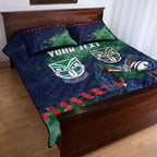 Personalised New Zealand Warriors Rugby Quilt Bed Set Maori The Wahs Mascot - Sporty Splash Art Style