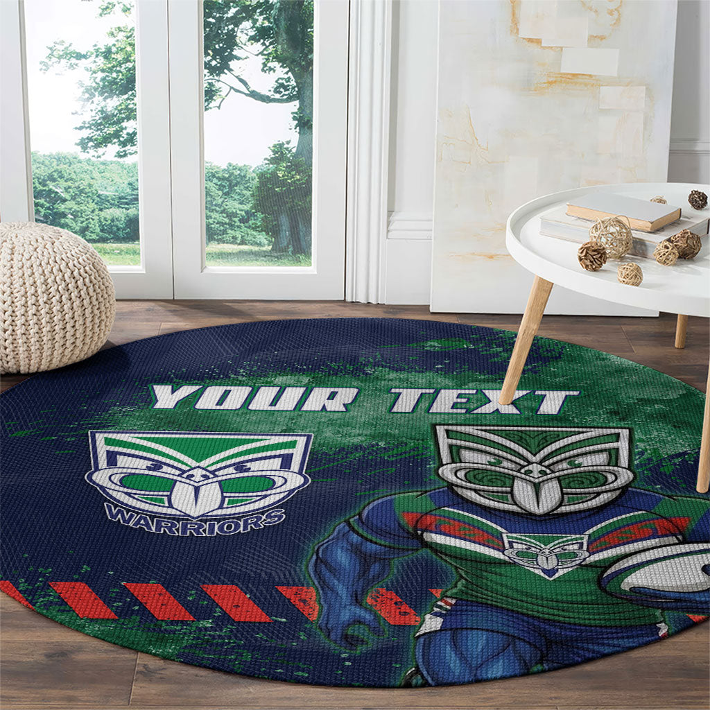 Personalised New Zealand Warriors Rugby Round Carpet Maori The Wahs Mascot - Sporty Splash Art Style