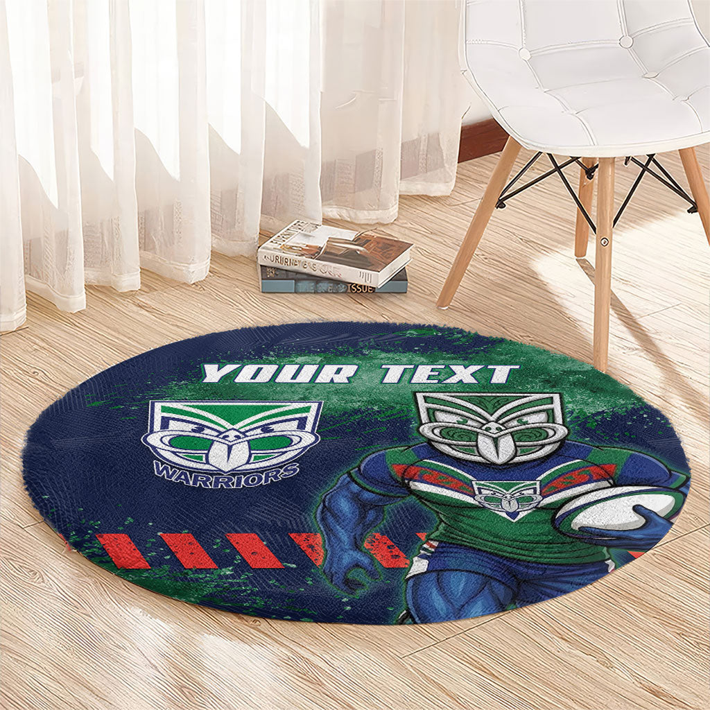 Personalised New Zealand Warriors Rugby Round Carpet Maori The Wahs Mascot - Sporty Splash Art Style