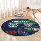 Personalised New Zealand Warriors Rugby Round Carpet Maori The Wahs Mascot - Sporty Splash Art Style
