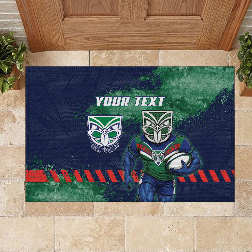 Personalised New Zealand Warriors Rugby Rubber Doormat Maori The Wahs Mascot - Sporty Splash Art Style