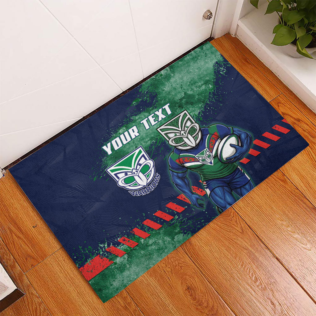 Personalised New Zealand Warriors Rugby Rubber Doormat Maori The Wahs Mascot - Sporty Splash Art Style