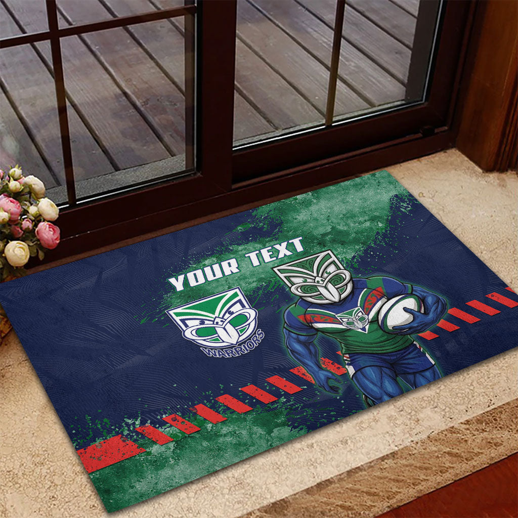 Personalised New Zealand Warriors Rugby Rubber Doormat Maori The Wahs Mascot - Sporty Splash Art Style
