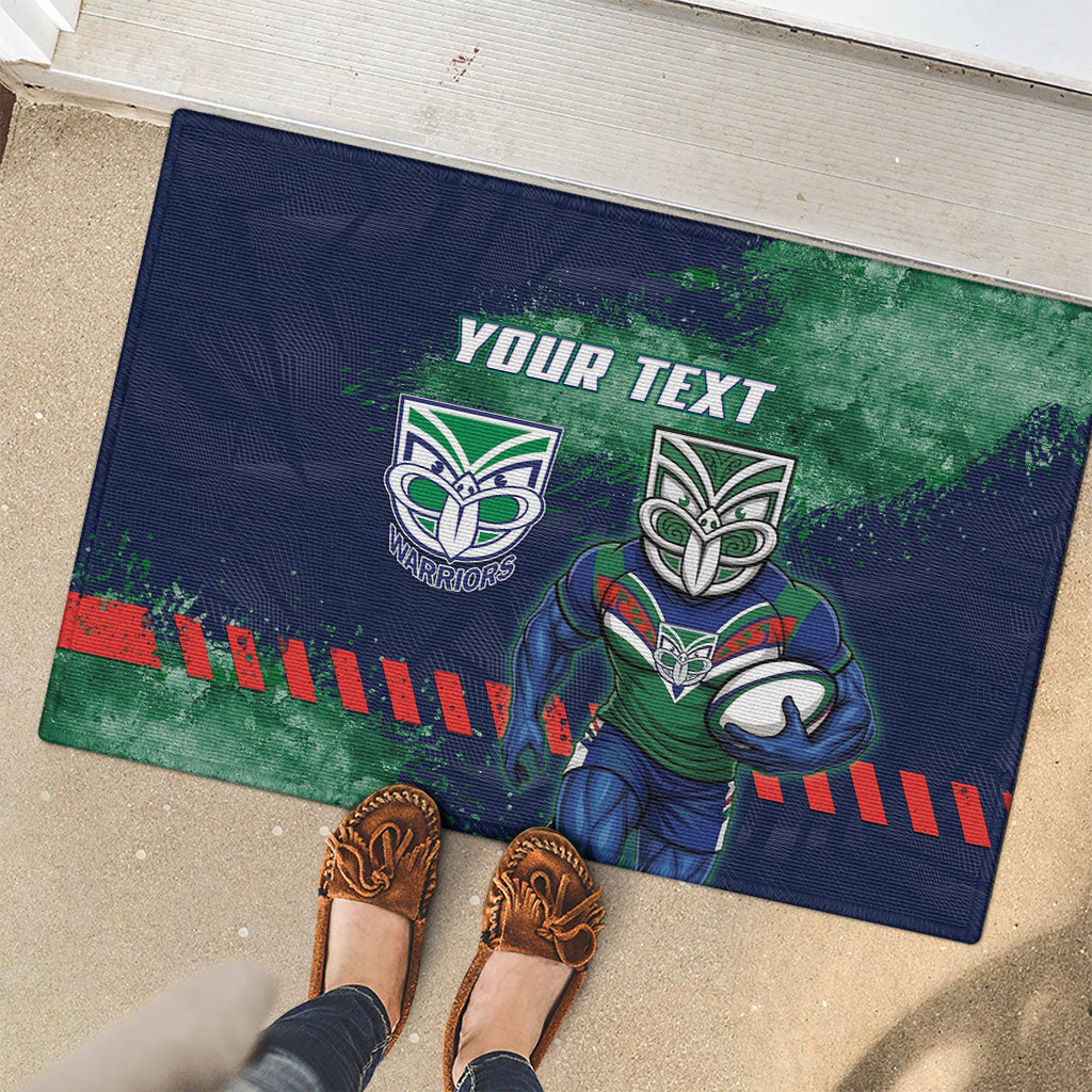 Personalised New Zealand Warriors Rugby Rubber Doormat Maori The Wahs Mascot - Sporty Splash Art Style