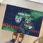 Personalised New Zealand Warriors Rugby Rubber Doormat Maori The Wahs Mascot - Sporty Splash Art Style