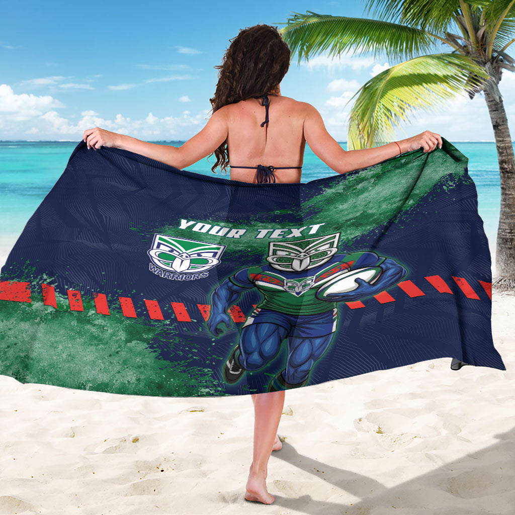 Personalised New Zealand Warriors Rugby Sarong Maori The Wahs Mascot - Sporty Splash Art Style