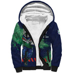 Personalised New Zealand Warriors Rugby Sherpa Hoodie Maori The Wahs Mascot - Sporty Splash Art Style