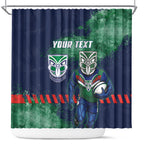 Personalised New Zealand Warriors Rugby Shower Curtain Maori The Wahs Mascot - Sporty Splash Art Style