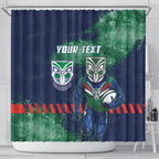 Personalised New Zealand Warriors Rugby Shower Curtain Maori The Wahs Mascot - Sporty Splash Art Style