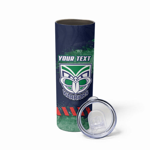 Personalised New Zealand Warriors Rugby Skinny Tumbler Maori The Wahs Mascot - Sporty Splash Art Style