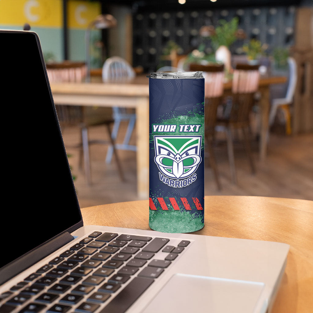 Personalised New Zealand Warriors Rugby Skinny Tumbler Maori The Wahs Mascot - Sporty Splash Art Style