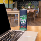 Personalised New Zealand Warriors Rugby Skinny Tumbler Maori The Wahs Mascot - Sporty Splash Art Style