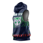 Personalised New Zealand Warriors Rugby Sleeveless Hoodie Maori The Wahs Mascot - Sporty Splash Art Style