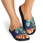 Personalised New Zealand Warriors Rugby Slide Sandals Maori The Wahs Mascot - Sporty Splash Art Style