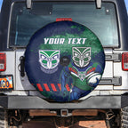 Personalised New Zealand Warriors Rugby Spare Tire Cover Maori The Wahs Mascot - Sporty Splash Art Style