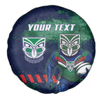 Personalised New Zealand Warriors Rugby Spare Tire Cover Maori The Wahs Mascot - Sporty Splash Art Style