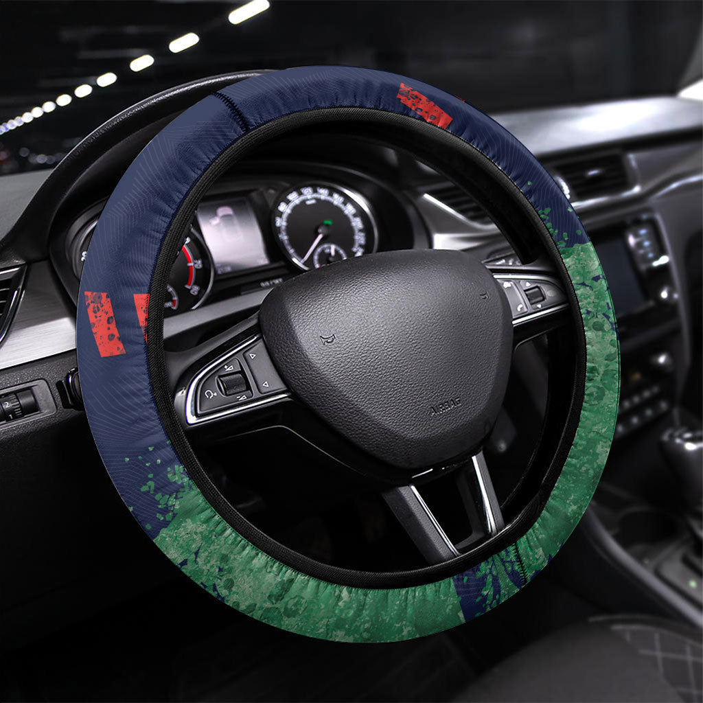 New Zealand Warriors Rugby Steering Wheel Cover Maori The Wahs Mascot - Sporty Splash Art Style