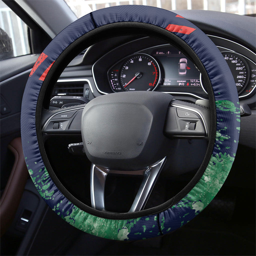 New Zealand Warriors Rugby Steering Wheel Cover Maori The Wahs Mascot - Sporty Splash Art Style