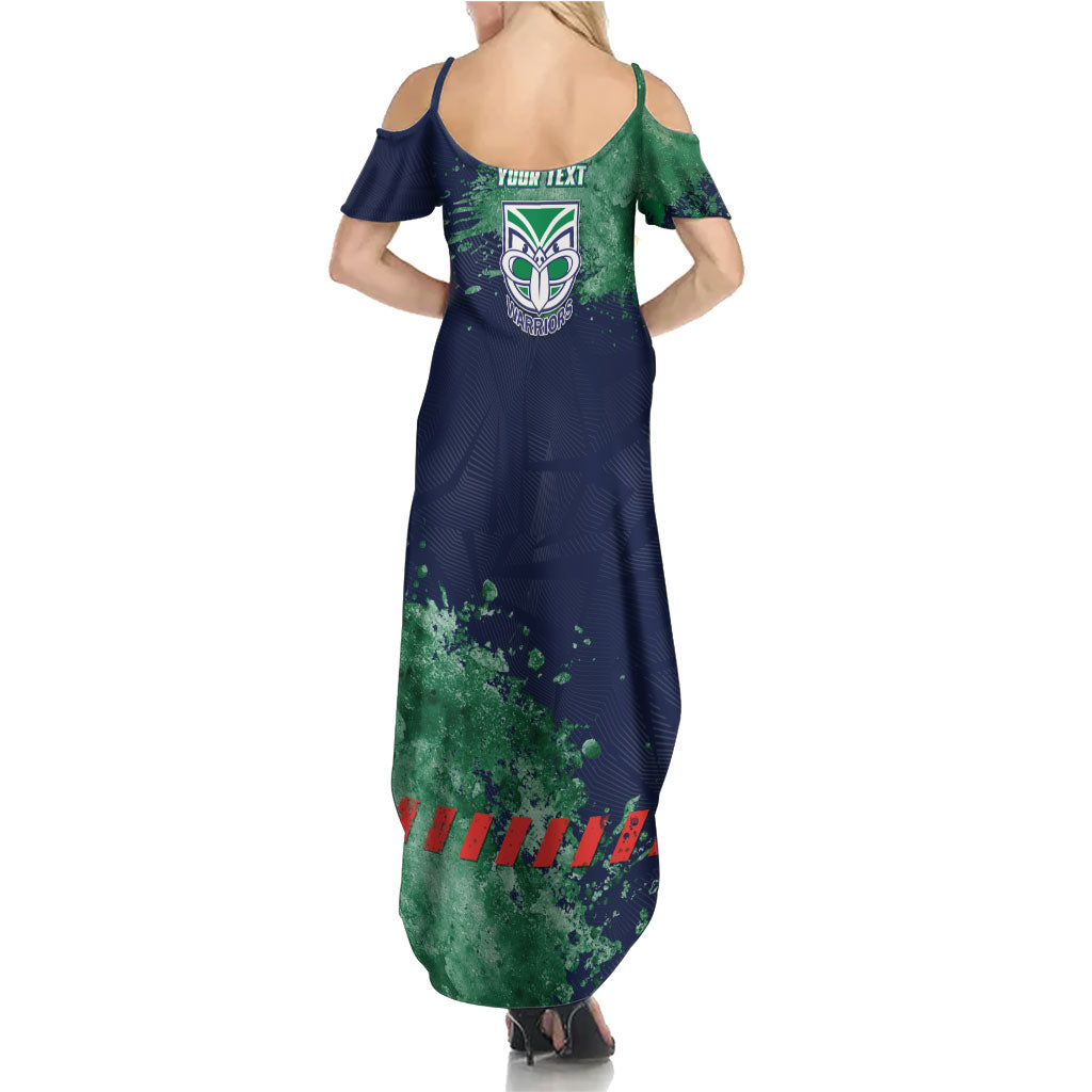 Personalised New Zealand Warriors Rugby Summer Maxi Dress Maori The Wahs Mascot - Sporty Splash Art Style