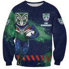 Personalised New Zealand Warriors Rugby Sweatshirt Maori The Wahs Mascot - Sporty Splash Art Style