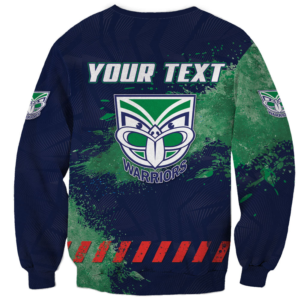 Personalised New Zealand Warriors Rugby Sweatshirt Maori The Wahs Mascot - Sporty Splash Art Style
