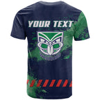 Personalised New Zealand Warriors Rugby T Shirt Maori The Wahs Mascot - Sporty Splash Art Style