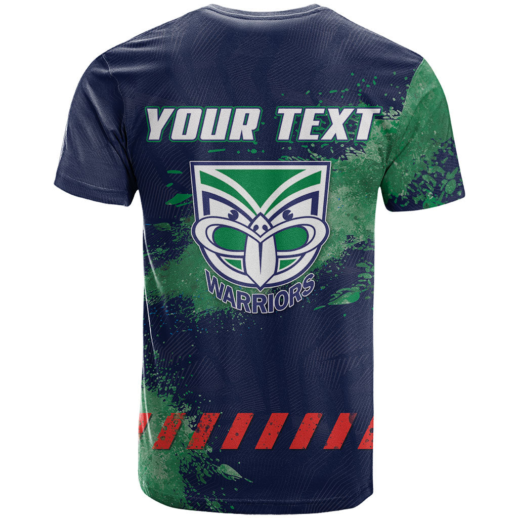 Personalised New Zealand Warriors Rugby T Shirt Maori The Wahs Mascot - Sporty Splash Art Style