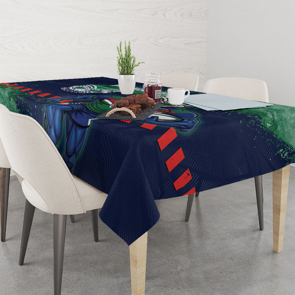Personalised New Zealand Warriors Rugby Tablecloth Maori The Wahs Mascot - Sporty Splash Art Style
