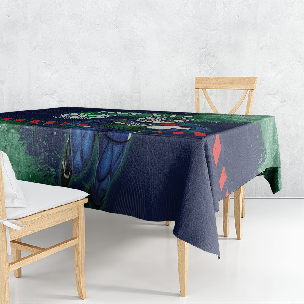Personalised New Zealand Warriors Rugby Tablecloth Maori The Wahs Mascot - Sporty Splash Art Style